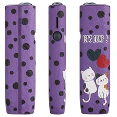 ONE/イルマ i ILUMA ワンに適合する（PUレザー製 360°全面保護 IQOS 耐衝撃 極フィット勘合 加熱式たばこ用ケース 可愛い 猫柄 [Votabell] パープル）