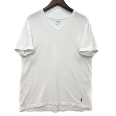 ポロ ラルフローレン POLO RALPH LAUREN Vネック Tシャツ 半袖 裾ポニー刺繍 ワンポイント ホワイト 白 L