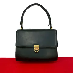 極 美品 CELINE セリーヌ ヴィンテージ トリオンフ ロゴ 金具 カーフ レザー 本革 2way ハンドバッグ ショルダーバッグ ブラック 黒 28613