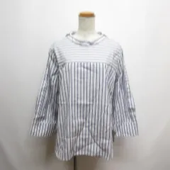 ケーティー キヨコ タカセ  K.T KIYOKO TAKASE ストライプ柄 七分袖 プルオーバー シャツ 13 白 ホワイト コットン 大きいサイズ