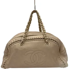 シャネル CHANEL ラグジュアリーライン ボストンバッグ 10番台 ゴールド カーフスキン レディース ボストンバッグ