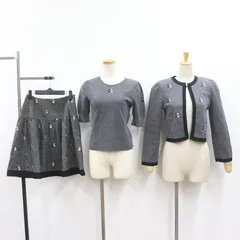 ITK0JD7JYUZO M's gracy エムズグレイシー 猫柄 スリーピース 38 ニット トップス カーディガン スカート レディース 3点セット