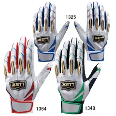 ゼット ZETT  バッティンググラブ(両手用)PROSTATUS  野球 ソフト バッティング バッテ 手袋 グローブ  25SS (BG13011C)、1364シルバー×レッド