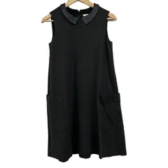 FOXEY NEW YORK(フォクシーニューヨーク) ワンピース サイズ38 M レディース美品  - 35601 ダークグレー×黒 ノースリーブ/ひざ丈/襟着脱可