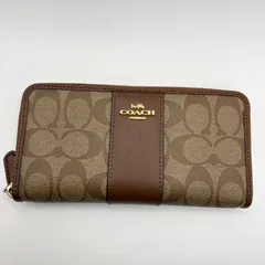 COACH コーチ 長財布 F54630 シグネチャー ラウンドファスナー PVC レザー ブラウン レディース