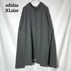 【adidas】アディダス 企業ロゴ B&L Pipeco Services ハーフジップ 刺繍ロゴ オーバーサイズ スウェット トレーナー プルオーバー グレー US古着 USA輸入 XLsize