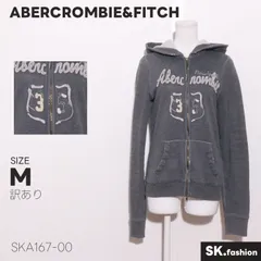 訳あり ABERCROMBIE&FITCH トップス フード付き 前開き ロゴ刺繍 ポケット付き 長袖 スウェット