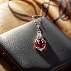 深赤色ガーネット レディースネックレス  ■6291