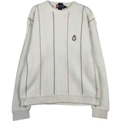 古着 ラルフローレン Ralph Lauren CHAPS チャップス HAND FRAMED ストライプ柄 ヘリンボーン コットンニットセーター/eaa619000