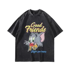 Tom and Jerry トムとジェリー Tシャツ ヴィンテージ加工 Tシャツ 半袖 オーバーサイズ S-3XL