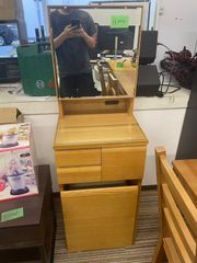 無印良品 コンパクトドレッサー 木製 オーク材 一面鏡 完成品 本体のみ