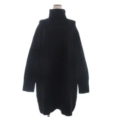 ザラ ZARA ニットワンピース ひざ丈 長袖 タートルネック 黒 ブラック M