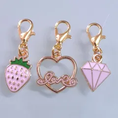 【312】ミニサイズ♡ファスナーチャーム♡3個セット♡ピンク♡キーホルダーチャーム♡