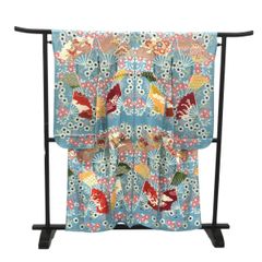 江戸小紋/グレー×ブルー/未使用品/適応身長152～157㎝/12182 銀座【C-3462】江戸小紋 紺鳶色 開運縁起文様（落款入・反端付） :身丈