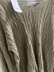 ルーズフィット 長袖 夏ニット オーバーサイズ カーキ