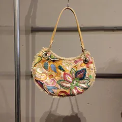 【東あずま店 併売品】 エポカ EPOCA ビジュー ハンド bag y2k バッグ キラキラ 可愛い 花柄 ペイズリー お呼ばれ　デート　オフィスカジュアル　食事会　可愛い　お出かけ　上品　スパンコール　キラキラ　ミニ