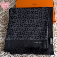本日限定価格】極美品エルメス 箱付き メンズ ネイビー シルクカシミア