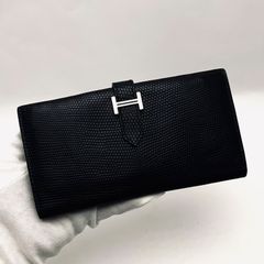 エルメス 希少リザード ベアン エキゾチックレザーHERMES ブラック財布 