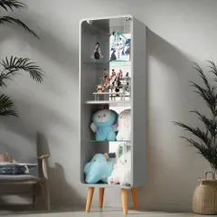 新品 オーエスジェイ(OSJ)コレクションケース フィギュアケース ガラスケース キャビネット 4段 幅36*奥行26.5*高さ121CM 高さ調節可能 背面ミラー ホワイト