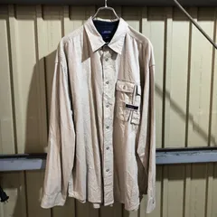 2036 TOMMY JEANS 長袖シャツ ベージュ XL トミージーンズ ワークシャツ ワンポイント 刺繍ロゴ 古着卸 アメリカ仕入