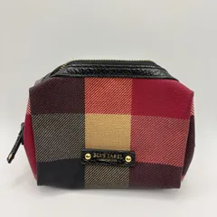 BLUE LABEL CRESTBRIDGE チェック ポーチ レッド系 化粧ポーチ 小物入れ ブルーレーベル クレストブリッジ