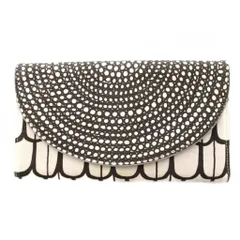 マリメッコ marimekko キッピス柄 マルチケース クラッチバッグ セカンドバッグ キャンバス レザー 総柄 ベージュ 茶 ブラウン /BB