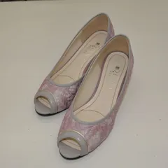 48MS0125 新品 ダイアナ DIANA レース使い  ウェッジソール オープントウ パンプス ピンク 23.5㎝