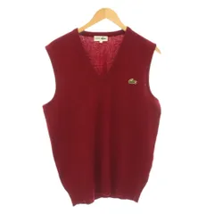 ラコステ LACOSTE ベスト ウール 4 赤 Vネック ノースリーブ ロゴ刺繍 /JP