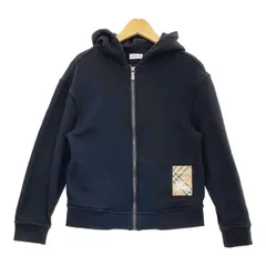 BURBERRY バーバリー スウェット パーカー Check Label Cotton Zip Hoodie キッズ レディース サイズ12Y ブラック トップス DL18101■のサムネイル