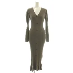 スナイデル SNIDEL フロントボタンニットワンピース リブ Vネック F モカブラウン /CX ■OS