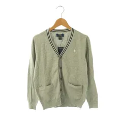 ポロ ラルフローレン POLO RALPH LAUREN キッズ Vネック ニットカーディガン M 10-12 グレー 紺 白 /ES ■OS