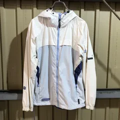 2040 Columbia ナイロンジャケット ホワイト 水色 S コロンビア マウンテンパーカー ワンポイント 刺繍ロゴ フルジップ  古着卸 アメリカ仕入