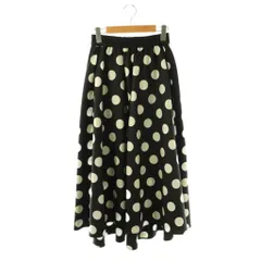ルルウィルビー Loulou Willoughby ポルカドットタックギャザースカート ロング 2 ブラック /HK ■OS