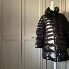 D　INDIVI インディヴィ ４８　大きい ダウン ジャケット コート ロング 黒 ブラック BLACK クロ くろ　レディース　お呼ばれ　デート　オフィスカジュアル　食事会のサムネイル