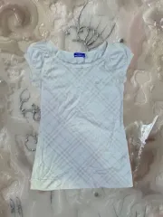 ヴィンテージ BURBERRY ブルーレーベル ノヴァチェック 半袖 Tシャツ 38 パフスリーブ タイトフィット