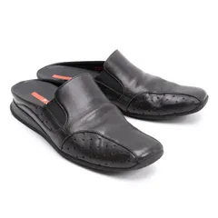 プラダスポーツPRADA SPORT 切替パンチングレザーサンダル 黒35.5(23位)