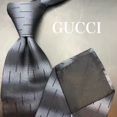 【美品】GUCCI ネクタイ 小紋柄 ブラック グレー ブランドロゴ イタリア製