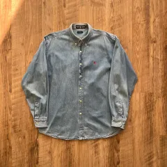 90s ポロ デニムシャツ XL / 105