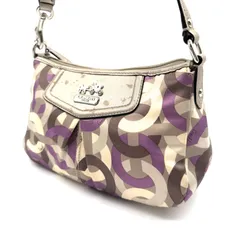 COACH y2k nylon leather purple accessory porch handbag opartコーチ ナイロン＆レザー アクセサリーポーチ ハンドバッグ オプアート柄パープル カーキ系