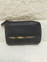 DAKS ダックス 小銭入れ コインケース ブラック レザー ハウスチェック 刻印ロゴ コンパクト ミニ財布 メンズ 紳士 ビジネス