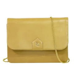 本物 クリスチャン ディオール Christian Dior チェーン ショルダーバッグ レザー ベージュ バッグ 中古・