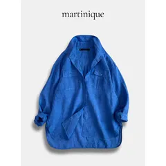 ◆美品◆ martinique マルティニーク リネン100% シャツ 日本製 ブルー系 麻 オーバーサイズ 羽織り