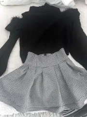 michellMacaron ミシェルマカロン 美脚スカート ニット チェック柄スカート 千鳥格子 地雷系 スナ系 量産型 地雷系