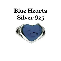 【深いブルー】ハウライト Silver 925 刻印 90s Vintage Design Ring シルバー デザイン リング 11号 レディース 個性派 ハートシェイプ