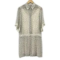 SEE BY CHLOE(シーバイクロエ) ワンピース サイズI 44 レディース美品  - アイボリー×黒 レギュラーカラー/半袖/ひざ丈