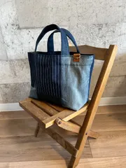 古着デニム入りパッチワーク調ミニミニトートバッグ408