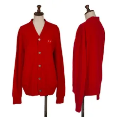 プレイ コムデギャルソンPLAY COMME des GARCONS ハートワッペンカーディガン 赤M