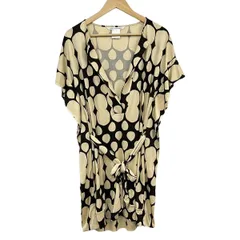 ダイアン・フォン・ファステンバーグ ワンピース サイズ4 S レディース美品  - ベージュ×ダークブラウン 半袖/ミニ