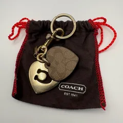 COACH ハート バッグチャーム キーホルダー シグネチャー ブラウン ゴールド コーチ