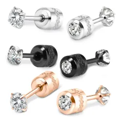 スタッド サージカルステンレスピアス ネジ式キャッチ 立爪ジュエル リバーシブル 両耳用 レディース メンズ